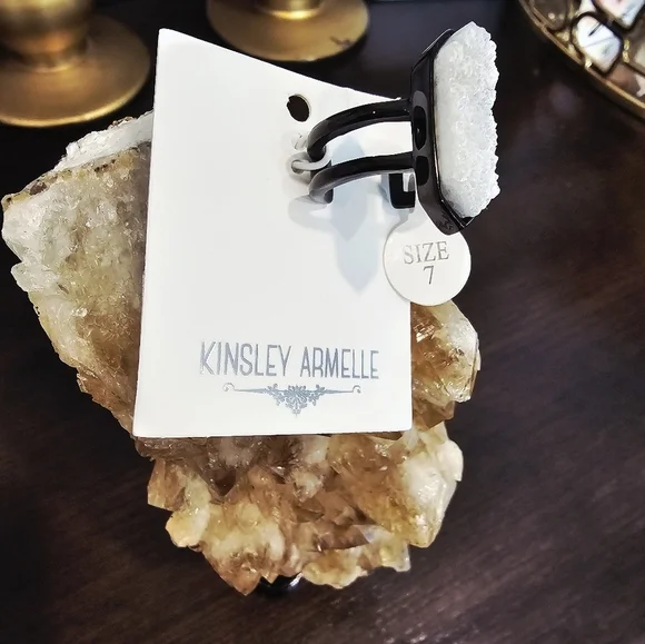 Kinsley Armelle Black Parvus Quartz Ring. Size 7 - Picture 3 of 4